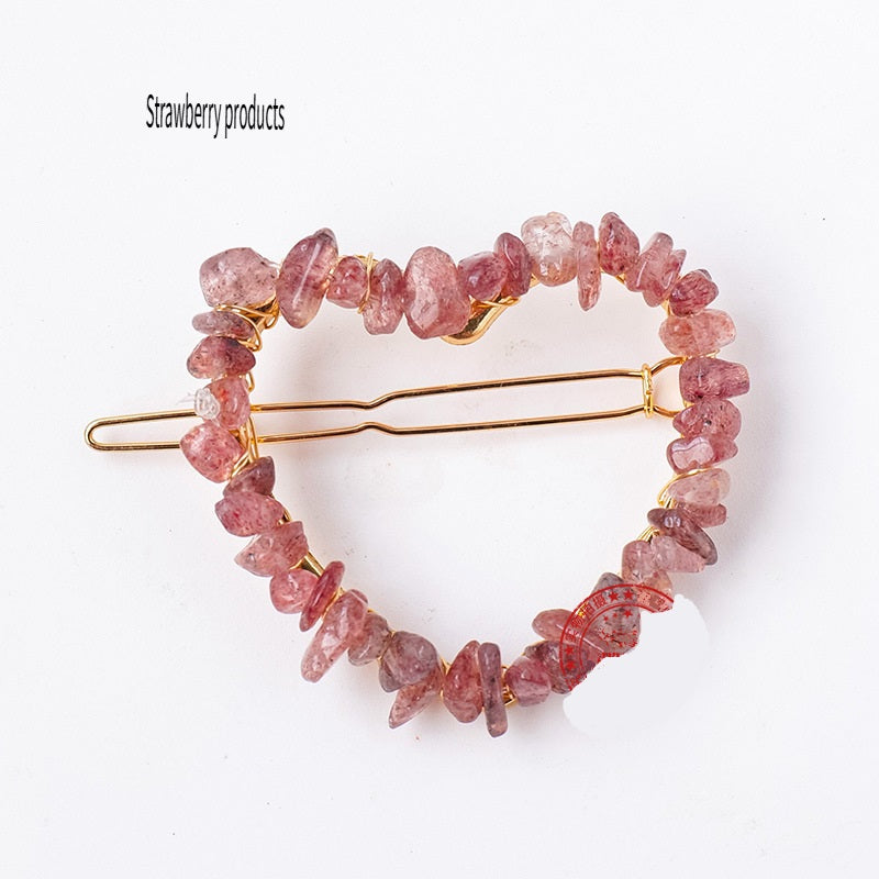 RYS Natural crystal gravel love hairpin, handmade diy winding one-word clip hair accessories