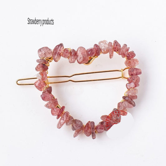 RYS Natural crystal gravel love hairpin, handmade diy winding one-word clip hair accessories