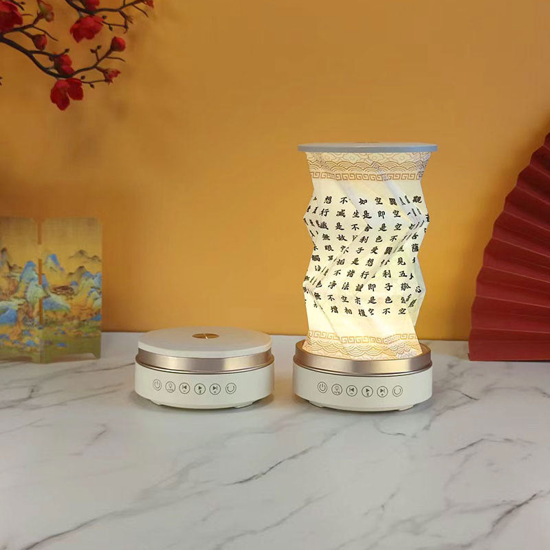 OBB LED folding night light, USB charging, rotating, with Bluetooth speaker, revolving lantern, cultural and creative gift