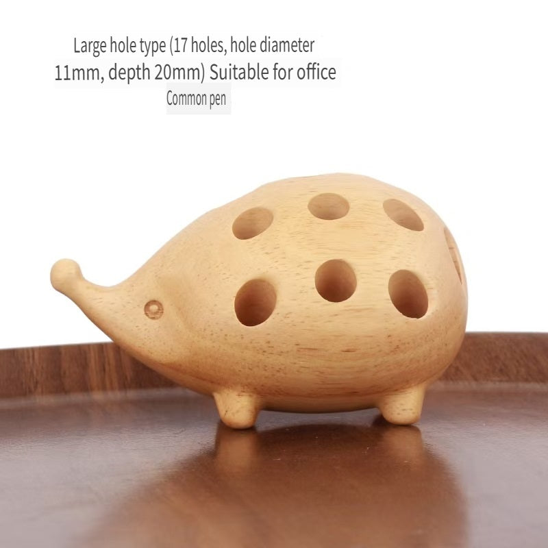 VKXK Nordic style beech/sapele hedgehog pen holder, solid wood handicraft ornaments