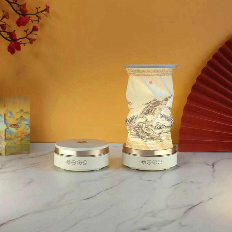 OBB LED folding night light, USB charging, rotating, with Bluetooth speaker, revolving lantern, cultural and creative gift