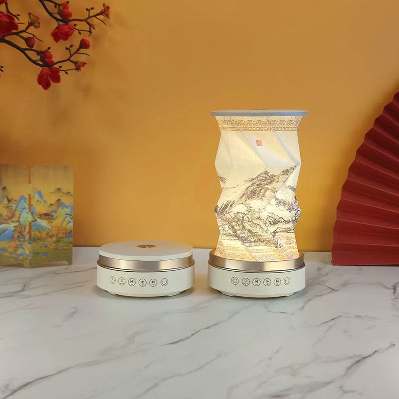 OBB LED folding night light, USB charging, rotating, with Bluetooth speaker, revolving lantern, cultural and creative gift