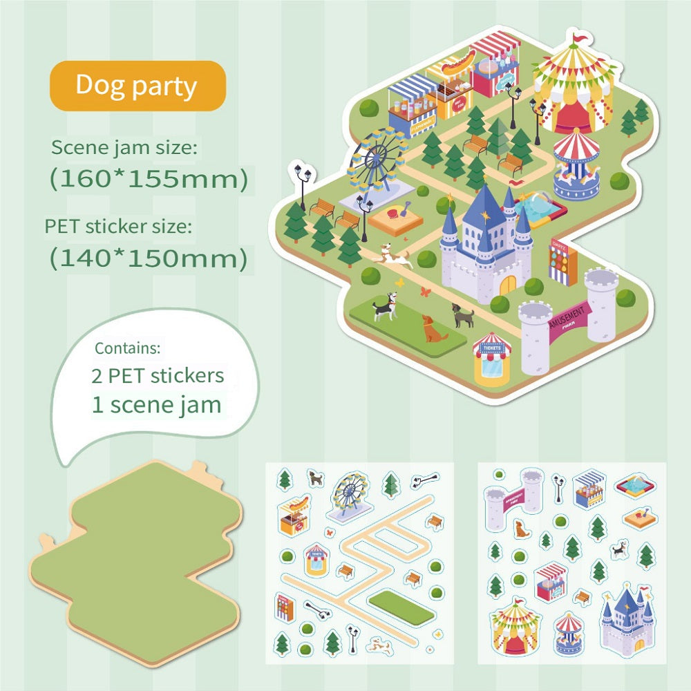 RetroStory Cartoon 3d three-dimensional large-size scene stickers, diy children's handmade decoration creative hand account landscaping stickers