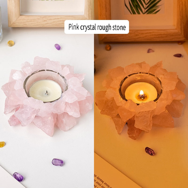 RYS Natural crystal rough stone candle holder, home decoration diffuser stone decoration