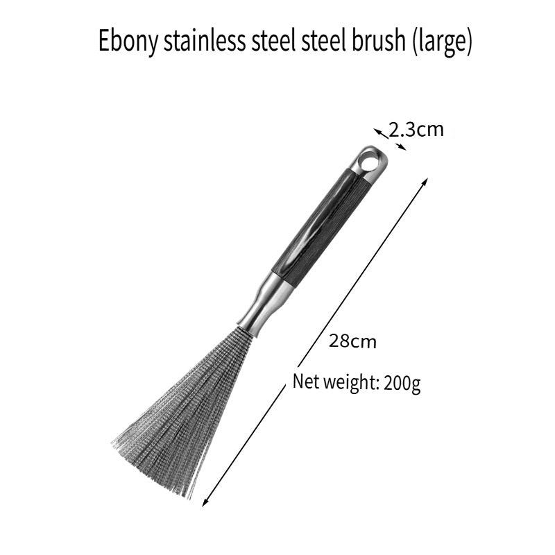HOMGED Ebony handle 304 stainless steel household kitchen pot brush, removable and replaceable brush