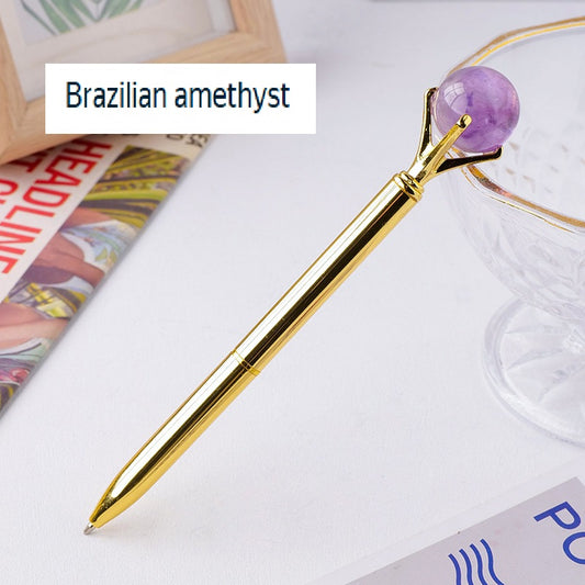 RYS Natural crystal ball metal ballpoint pen, student gift