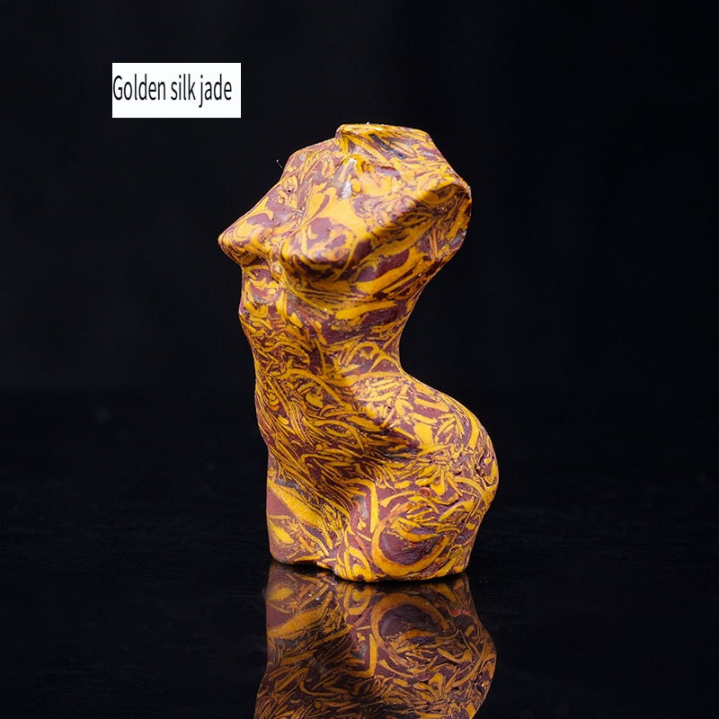 RYS Mini female model torso carved with natural crystal gems handicraft ornaments