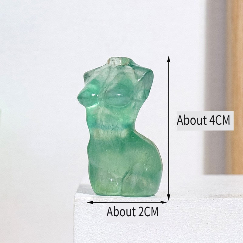 RYS Mini female model torso carved with natural crystal gems handicraft ornaments