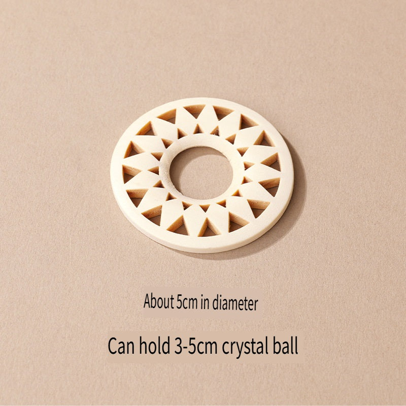 RYS Wooden root carved crystal ball base, home decoration