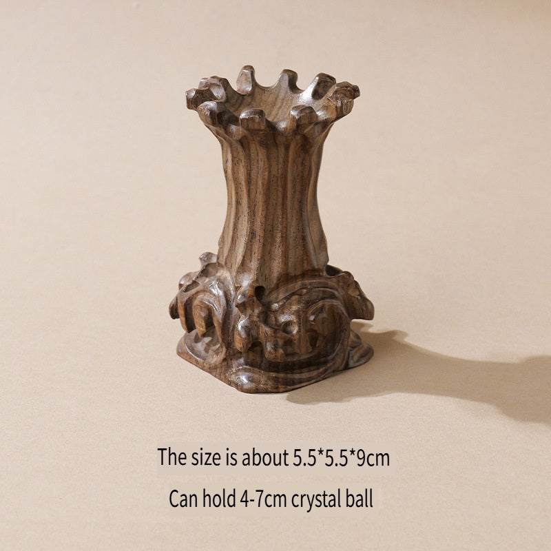 RYS Wooden root carved crystal ball base, home decoration