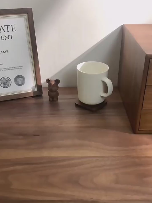 MYZD Black walnut mobile phone holder, creative wooden chair shape