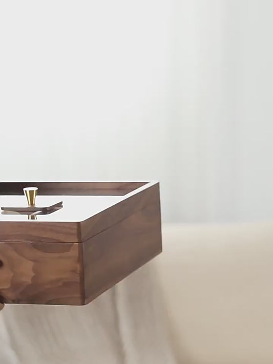 MYZD Black walnut six-compartment double-layer dried fruit box with transparent acrylic lid, sealed against moisture and dust