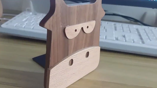 XMT Walnut inlaid beech calf book stand, 2 pcs